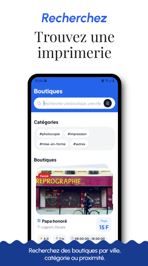 Application PrintSpot — accueil et boutiques proches